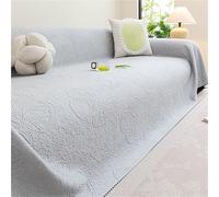 Housse de canapé à Rayures épaisses avec Pompon, Grande Housse de canapé for canapé à 2 Coussins, for Causeuse en Forme de L, 2 à 3 Coussins, Protection de canapé antidérapante(Gray,180 * 380cm)
