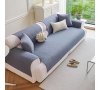Housse de canapé antidérapante en coton épais à rayures de style rustique avec accoudoirs et dossiers pour animaux de compagnie (chiens et chats) bleu, 68,6 x 150 cm