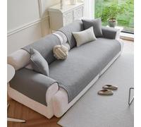Housse de canapé antidérapante en coton épais à rayures drôles et accoudoirs pour chiens et chats (gris 68,6 x 119,4 cm)
