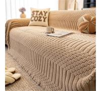 Housse de canapé, coussin de canapé Sherpa doux antidérapant la protection | Housses de canapé for canapé à 2 coussins, housses de canapé à rayures antidérapantes(Coffee,90*240cm)