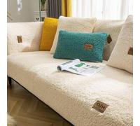 Housse de canapé d'angle pour bancs de 1, 2, 3 ou 4 personnes - Flanelle, antidérapante, forme en L (beige, 70 x 120 cm)