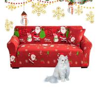 Housse de canapé de Noël Père Noël bonhomme de neige 3 places | Protecteur de canapé antidérapant pour maison, salon, chambre à coucher, fête