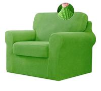 Housse de canapé élastique avec coussins de dossier séparés - Bande élastique antidérapante pour meubles - Vert gazon - Convient pour 1 place - Élégant et durable