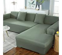 Housse de canapé en forme de L, douce et élastique, antidérapante, protection pour canapé 4 places, composable, vert haricot, protection durable pour meubles, décoration d'intérieur