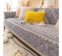 Housse de canapé en peluche douce et antidérapante avec accoudoirs, housse de protection épaisse pour meubles pour animaux de compagnie - Gris (177,8 x 457,2 cm)