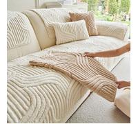 Housse de Canapé en Peluche Douce - MHY® - Coussin de Canapé Épais et Antidérapant, couleur beige，90cm*180cm, 1 pcs