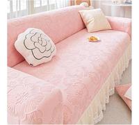 Housse de canapé en velours extensible avec jupe - Protection de meubles en forme de L pour 15 places - Rose doux - 190 230 cm - Décoration d'intérieur élégante