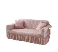 Housse de canapé extensible universelle avec jupe - Grille de protection élastique à bulles pour canapé 1 à 5 places - Rose, décoration d'intérieur, salon (convient à 300-360 cm)