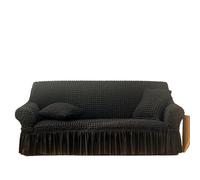 Housse de canapé extensible universelle avec jupe - Grille de protection élastique à bulles pour canapés 1/2/3/4 places - Noir - Convient pour la décoration du salon - Noir