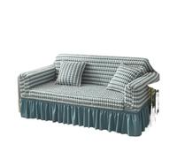Housse de canapé extensible universelle avec jupe, grille de protection élastique à bulles pour canapé, causeuse et fauteuil 1/2/3/4 places - Bleu bloc de couleurs pour 235-300 cm, durable, facile à