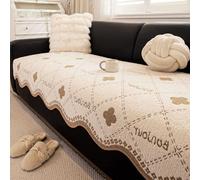 Housse de canapé extra long lavable en chenille antidérapante à carreaux pour animal domestique avec accoudoirs et dossier Kaki 110 x 180 cm