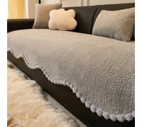 Housse de canapé Fce adaptée aux animaux de compagnie pour canapé 2 ou 3 en laine d'agneau résistante aux rayures Housse de protection en fourrure d'agneau grise 110 x 160 cm, idéale pour décoration