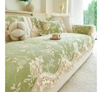 Housse De Canapé Florale Vintage, Housses De Canapé Classiques | Couverture Lavable Et Décorative For Salon, Housse De Protection De Meubles Antidérapante Toutes Saisons(Green,70x90cm)