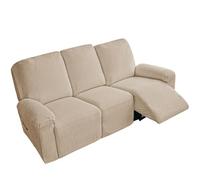 Housse de canapé inclinable en coton et lin, douce et extensible rustique | Protecteur de meubles antidérapant avec fond élastique for enfants chats chiens(Apricot,3 posti)