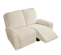 Housse de canapé inclinable en coton et lin, douce et extensible rustique | Protecteur de meubles antidérapant avec fond élastique for enfants chats chiens(Cream,2 posti)
