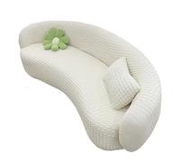 Housse de canapé incurvée en demi-lune extensible et respirante pour canapé incurvé, tissu Blasengarn (beige, taille S : 90140 cm)