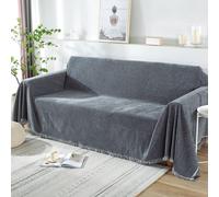 Housse de canapé Inovra - Lavable - Antidérapante - Anti-salissures - Légère - 180 x 260 cm - Gris foncé - Douce et confortable