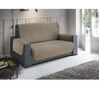 Housse de canapé matelassée imperméable Anti-Taches, modèle Impérial Piton (Taupe, 4 Places)