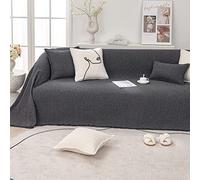 Housse de Canapé Multifonctionnelle Couverture Couverture Bouclette Fils Tissu Lin Jeté pour Fauteuil Canapé Lit Protection Chaise Extérieur Gris 180x400cm