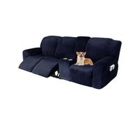 Housse de canapé relax inclinable électrique 2/3 places, housse élastique | Jacquard antidérapant avec poches et accoudoirs, housse amovible et lavable.(Blu Navy,3 Posto)