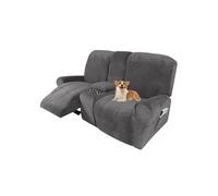 Housse de canapé relax inclinable électrique 2/3 places, housse élastique | Jacquard antidérapant avec poches et accoudoirs, housse amovible et lavable.(Grigio,2 Posto)