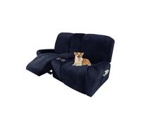 Housse de canapé relax inclinable électrique 2/3 places, housse élastique | Jacquard antidérapant avec poches et accoudoirs, housse amovible et lavable.(Blu Navy,2 Posto)