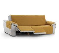 Housse de canapé relax matelassée réversible 3 places avec 3 ouvertures| Protège-canapé lavable en polyester uni et doux | Protection pour les foyers avec enfants ou animaux | Couleur moutarde intense