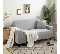 Housse de canapé universelle élastique, 3 places, vert sauge, douce, anti-taches, lavable, convient aussi pour canapé-lit, canapé d'angle avec méridienne (gris clair, 2 places (145-185 cm)