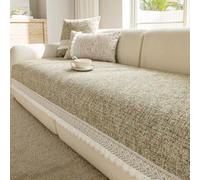 Housse de canapé vintage de luxe en chenille douce avec bordure en dentelle | Élégante housse de protection de meubles adaptée aux animaux domestiques, couverture décorative pour canapé en forme de L