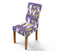 Housse de Chaise Animaux Violets Housse de Chaise Salle à Manger Spandex Extensible House de Chaise à Manger Amovible Lavable Housses de Chaises Universel pour Mariage,Cuisine 4 Pièces