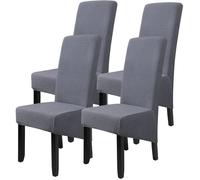 Housse de chaise - CHANGM - XL - Extensible élastique - Dossier haut amovible - Lot 4 Gris