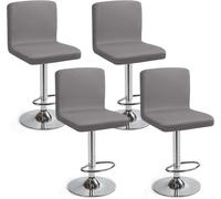 Housse de Chaise de Bar avec Dossier pour Chaise Haute Pivotante, Couverture de Chaise Salle à Manger (Gris,Lot de 4)