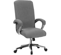 Housse de Chaise de Bureau Extensible XJYDNCG Housse de Fauteuil Rotatif,avec Accoudoirs,Gris