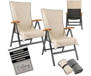 Housse de chaise de jardin avec capuche - Microfibre - 130 x 65 cm - Beige - Lot de 2 - Pour voyage et camping