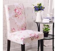 Housse de Chaise de Salle a Manger Extensible, Morbuy Élégant Fleur Décoration pour Jardin Hôtel Maison, Haut Dossier Stretch Housse Couverture Universel (4 pièces,Rose Romantique)