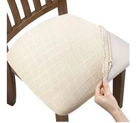Housse de chaise - Design minimaliste moderne - Jacquard - Extensible 35-48 cm - Lot 4 pcs Beige