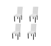 Housse de chaise droite extensible 4 pcs blanc 131418