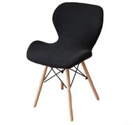 Housse de chaise extensible en polaire motif papillon - Amovible et lavable - Pour meubles de jardin et d'extérieur - Noir