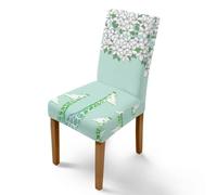 Housse de Chaise Fleurs Vertes Animaux Housse de Chaise Salle à Manger Spandex Extensible House de Chaise à Manger Amovible Lavable Housses de Chaises Universel pour Mariage,Cuisine 6 Pièces