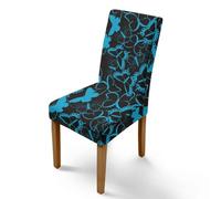 Housse de Chaise Insectes Bleus Noirs Housse de Chaise Salle à Manger Spandex Extensible House de Chaise à Manger Amovible Lavable Housses de Chaises Universel pour Mariage,Cuisine 8 Pièces