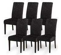 Housse de Chaise Velours Extensible - Ensemble de 6 pour Salle à Manger, Parsons Amovible et Lavable, Moderne pour Mariage, Bar, Maison, Cuisine Décor - B1 Velours Noir