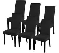 Housse de Chaises Haute Salle a Manger Noir 6 pièces Stretch-Housse Extensible pas cher Bi-élastique Moderne Housse Décor de Chaise