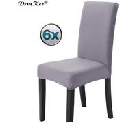 Housse de Chaises Haute Salle a Manger pas cher Gris 6 pièces Stretch-Housse Extensible Bi-élastique Moderne Housse Décor de Chaise