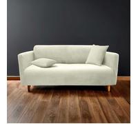 Douceur d'Intérieur, Housse de canapé (180-230 cm) Sacha Blanc, Polyester Gaufré Extensible