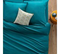 Housse de couette 1 personne 140 x 200 cm coton bleu canard