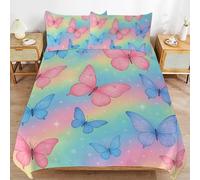 Housse de Couette 1 Personne 160x200 Papillon Parure de lit Microfibre Ensemble de Literie 3D Thème Onirique Housse Couette et 2 Taies d'oreiller 65x65 pour Enfants b.322