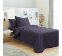 Housse de couette - 100% Coton - 140 x 200 cm - Prune - Pour lit 90 x 190 cm - Lavable en machine