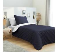 Housse de couette - 100% coton - 90x190 cm - Marine et Blanc - 57 fils/cm² - 4 pièces