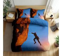 Housse De Couette 140 x 200 cm Sports Extrêmes Escalade Saut À L'Élastique Parure De Lit Adulte Réversible Avec Fermeture Éclair, Bleu Literie En Microfibre Approprié, Pour Adultes Enfants Filles