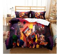 Housse de couette 140x200 - Alokus - Parure de lit Minecraft 2 pièces - Idéale pour enfant - Tissu polyester doux et lavable